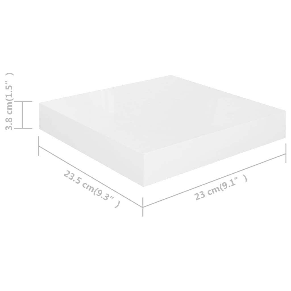vidaXL Ράφια Τοίχου Γυαλιστερά Άσπρα 2 Τεμάχια 23x23,5x3,8 εκ. MDF