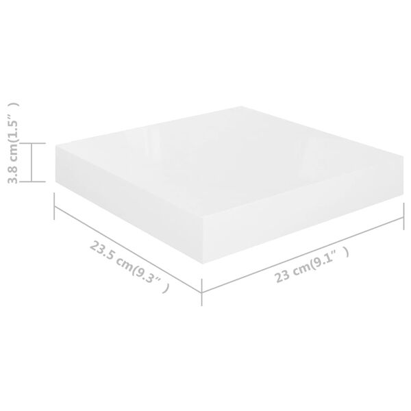 vidaXL Ράφια Τοίχου Γυαλιστερά Άσπρα 2 Τεμάχια 23x23,5x3,8 εκ. MDF