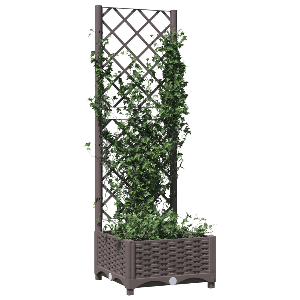 vidaXL Ζαρντινιέρα Κήπου με Καφασωτό Καφέ 40 x 40 x 121,5 εκ. από PP