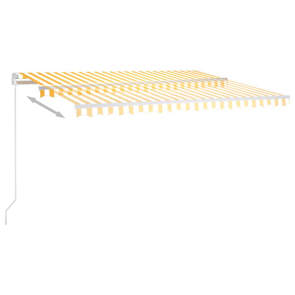 vidaXL Τέντα Αυτόματη με LED & Αισθητήρα Ανέμου Κίτρινο/Λευκό 4x3,5 μ.