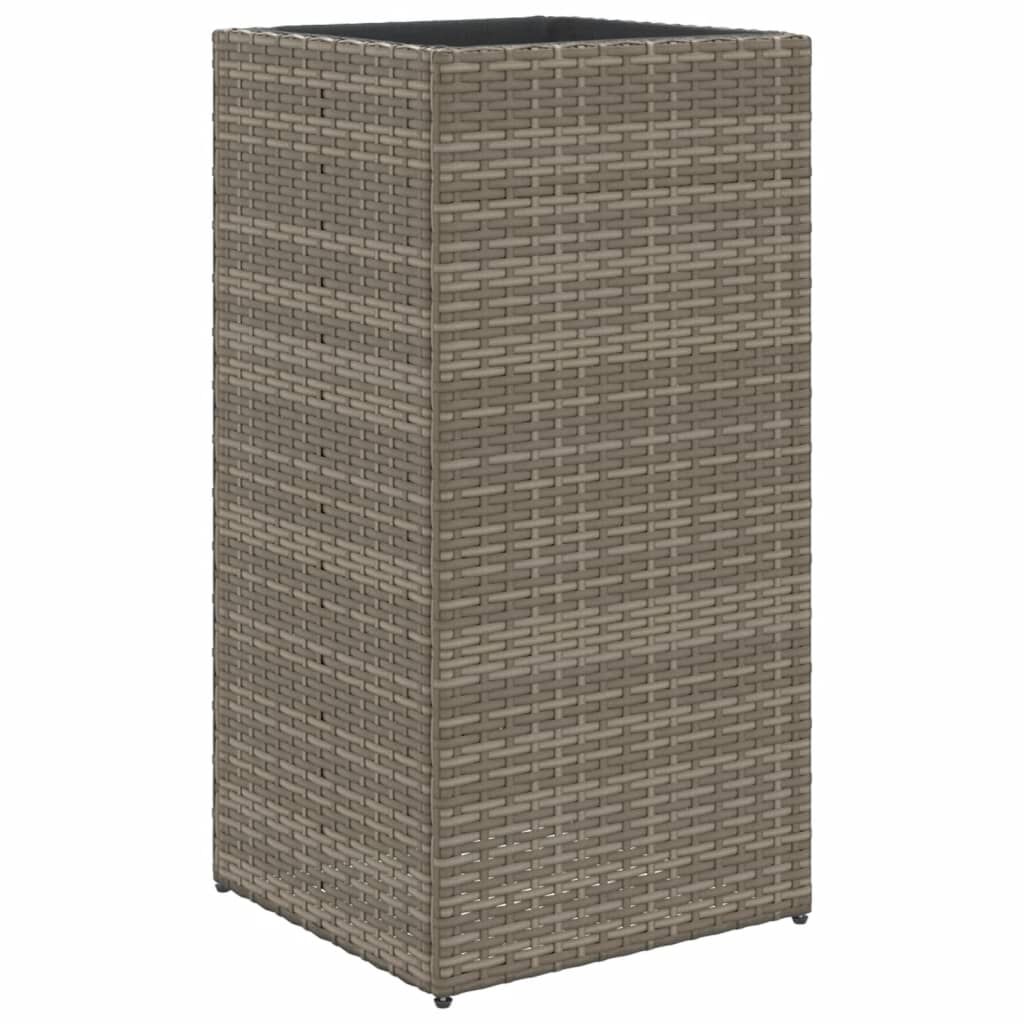 vidaXL Ζαρντινιέρες Κήπου 2 τεμ. Γκρι 40x40x80 εκ. από Συνθετικό Ρατάν
