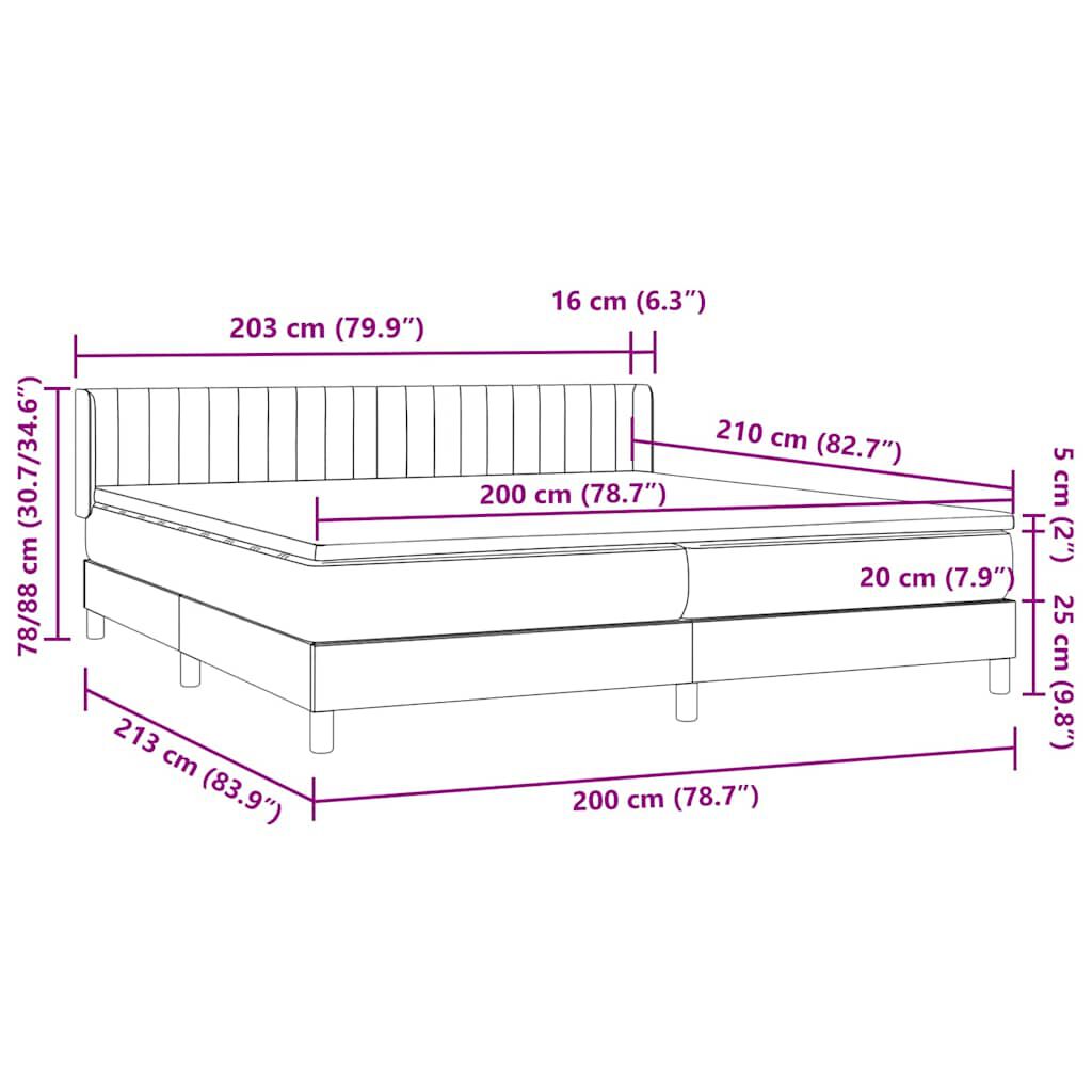 vidaXL Κρεβάτι Boxspring με Στρώμα Ροζ 200x210 εκ. Βελούδινο