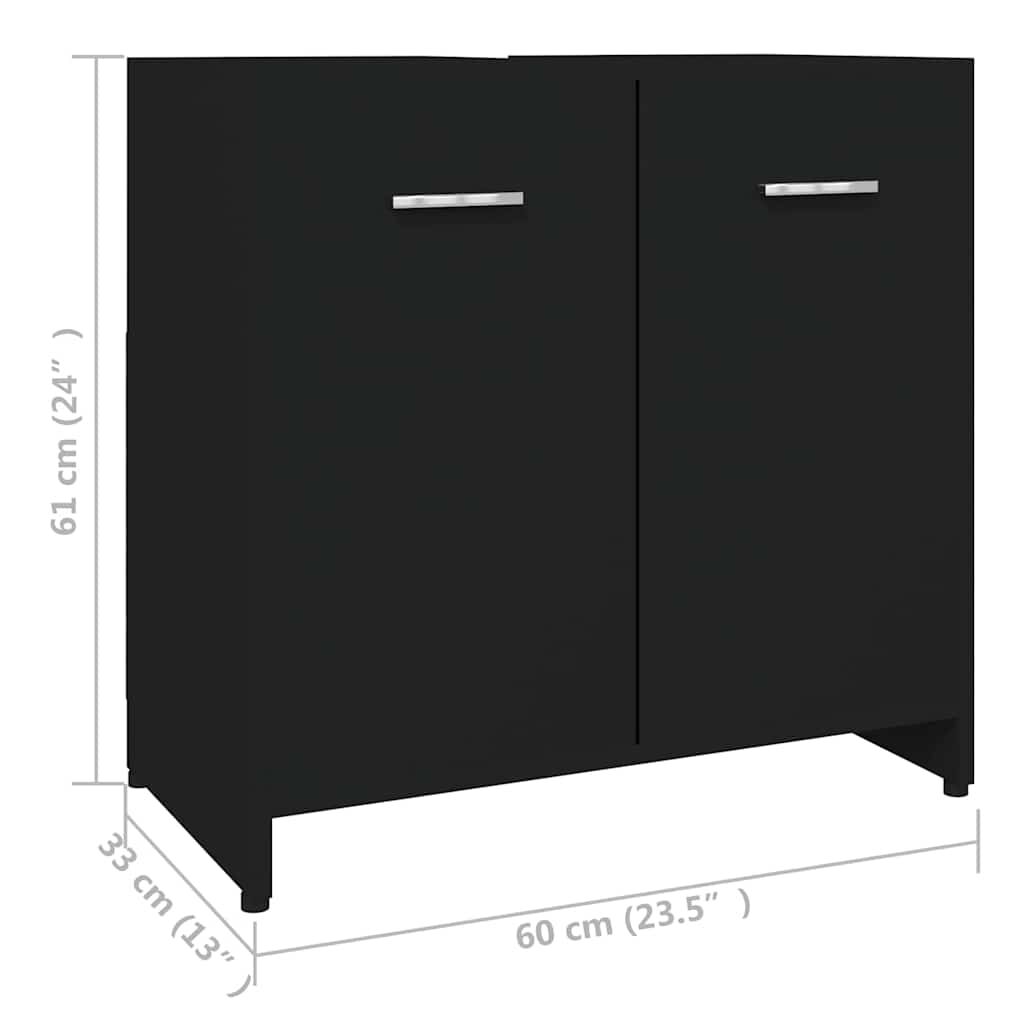 vidaXL Ντουλάπι Νιπτήρα Μαύρο 60 x 33 x 61 εκ. από Επεξ. Ξύλο