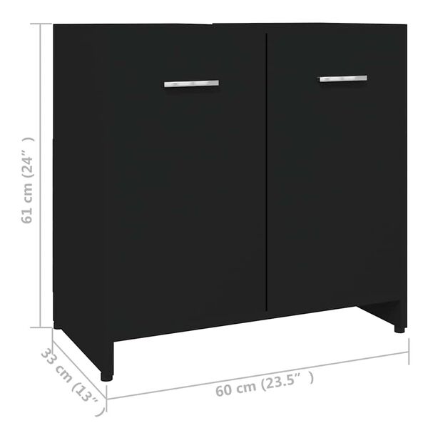 vidaXL Ντουλάπι Νιπτήρα Μαύρο 60 x 33 x 61 εκ. από Επεξ. Ξύλο