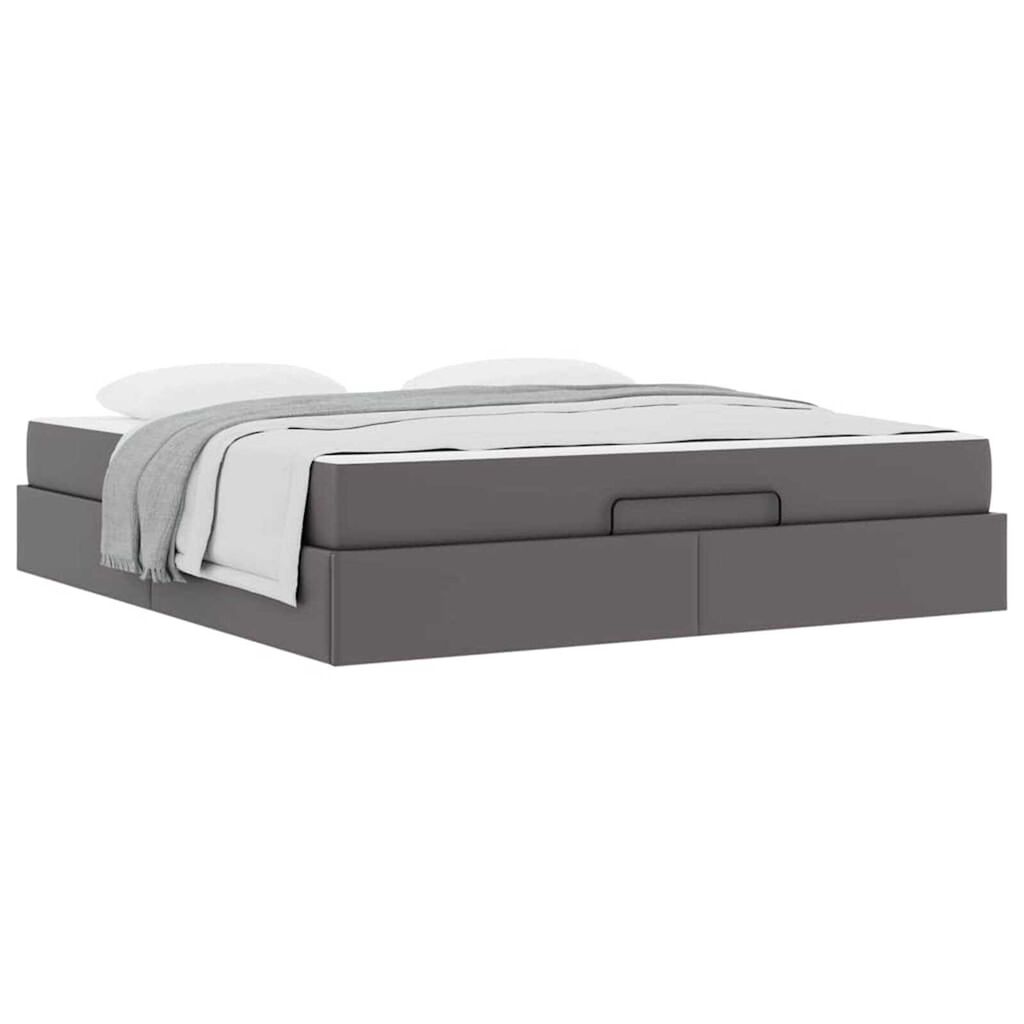 vidaXL Σκελετός κρεβατιού με στρώμα Γκρι 180 x 200 cm Τεχνητό δέρμα