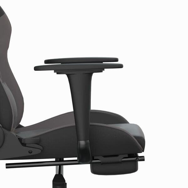 vidaXL Καρέκλα Gaming Μασάζ Υποπόδιο Μαύρο&Γκρι από Συνθετικό Δέρμα