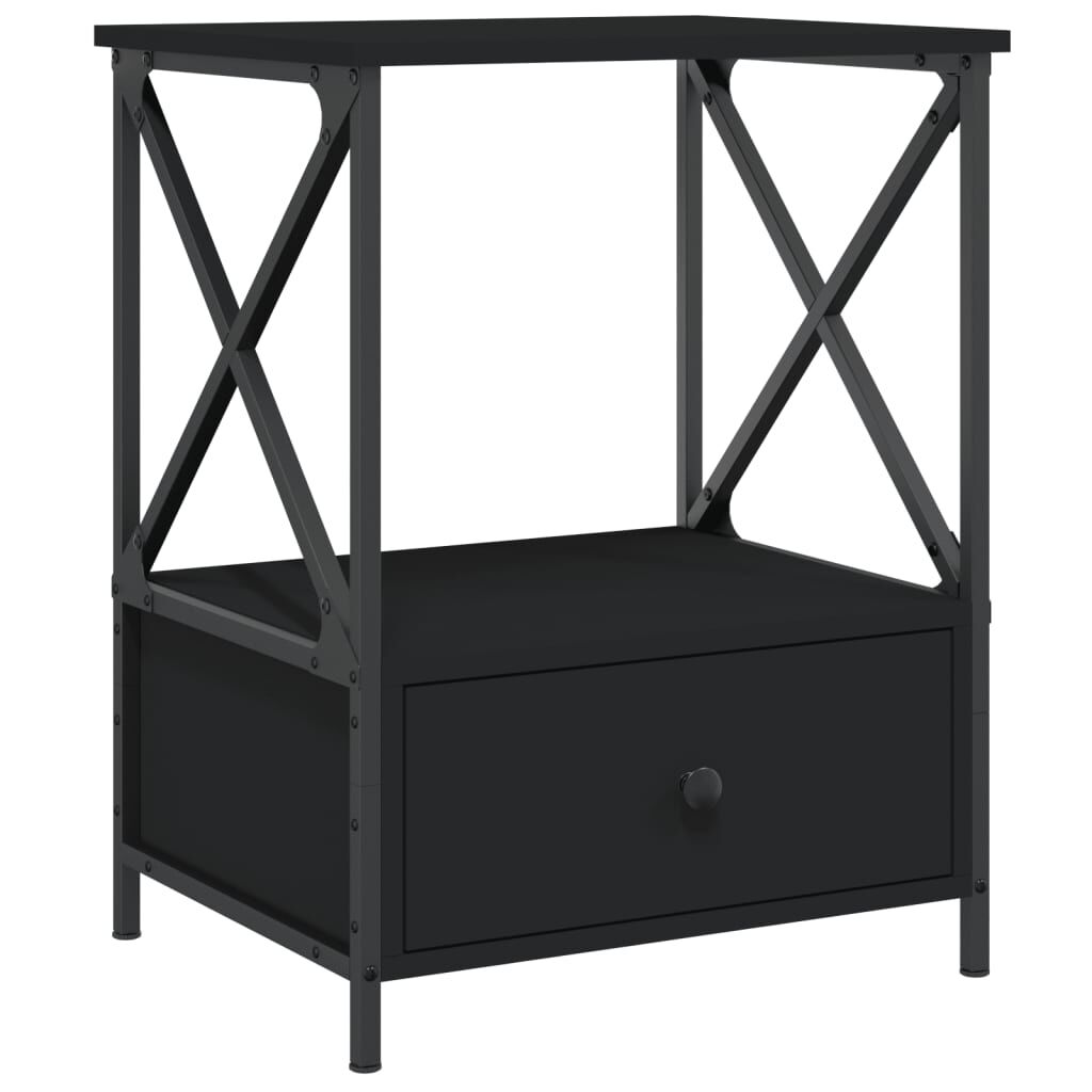 vidaXL Κομοδίνα 2 τεμ. Μαύρα 50 x 41 x 65 εκ. από Επεξεργασμένο Ξύλο