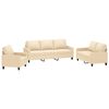 vidaXL Πολυθρόνες Σετ 3 Τεμαχίων Κρεμ από Ύφασμα με Μαξιλάρια