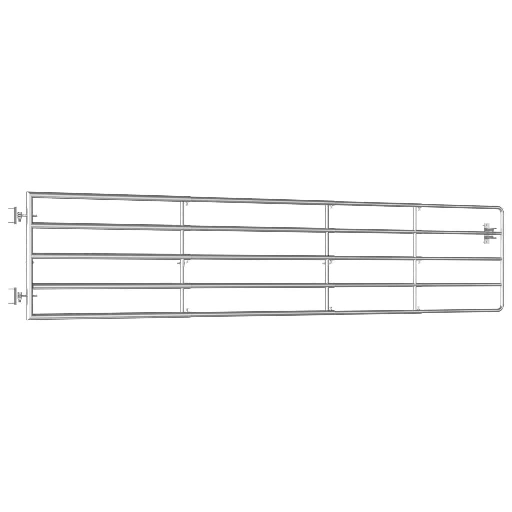 vidaXL Πόρτα Αγροκτήματος με 5 Μπάρες Ασημί (150-400)x90 εκ. Ατσάλινη