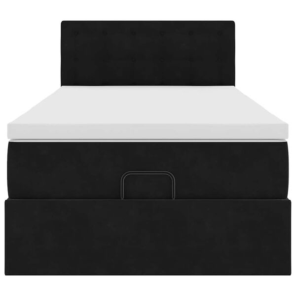 vidaXL Οθωμανικό κρεβάτι με στρώμα Μαύρο 90x190cm Velvet