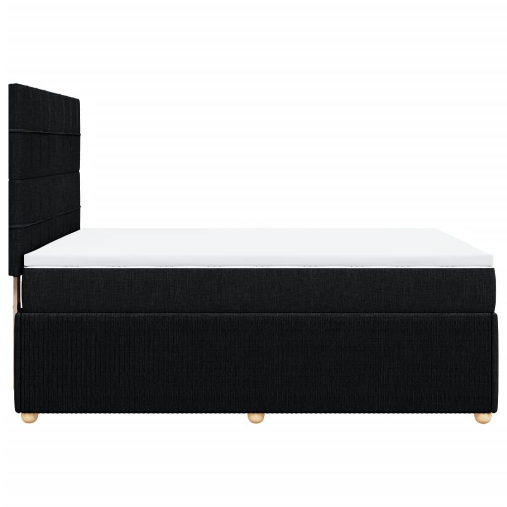 vidaXL Κρεβάτι Boxspring με Στρώμα Μαύρο 160x200 εκ. Υφασμάτινο