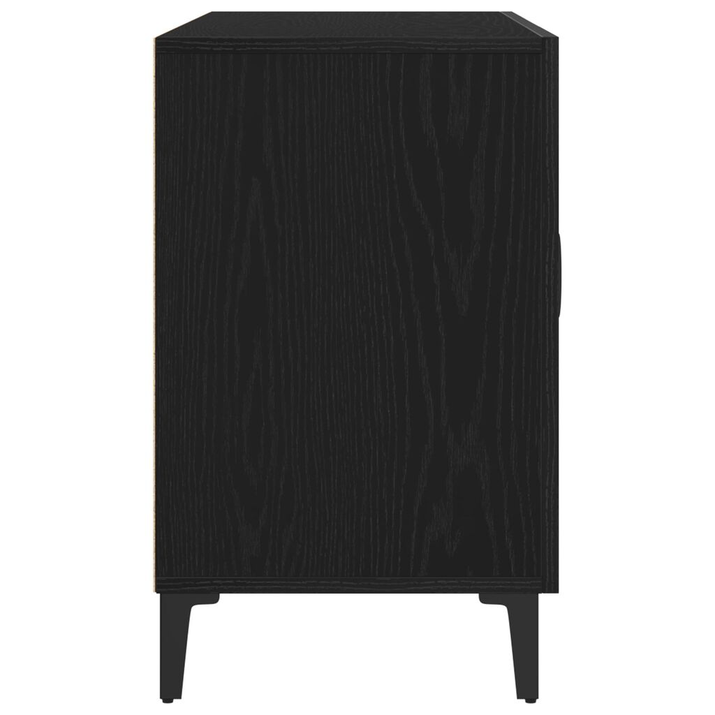 vidaXL Μαύρος Δρύινος Μπουφές - 100 x 36 x 60 εκ - Κατασκευασμένος από Μηχανικά Ξύλα