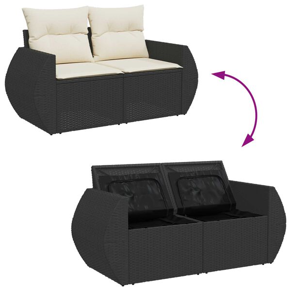 vidaXL Σετ Καναπέ Κήπου με αποθήκευση 11 pcs Μαύρο Πολυ ράταν