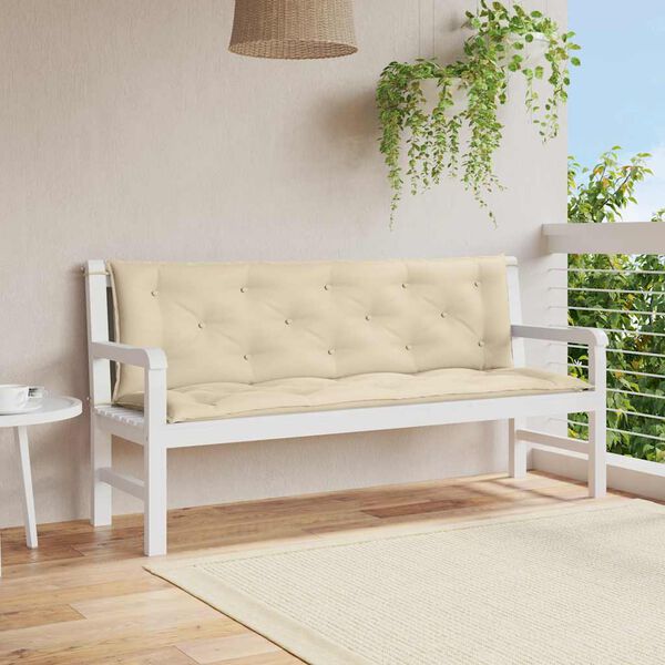 vidaXL Μαξιλάρι Πάγκου Κήπου Μπεζ 150x(50+50)x7 εκ. Ύφασμα Oxford