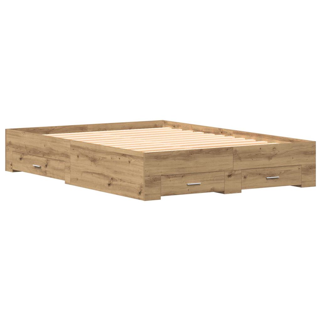 vidaXL Κρεβάτι με Συρτάρια Artisan Oak 135x190 cm Κατασκευασμένη Ξυλεία