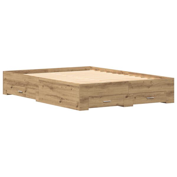 vidaXL Κρεβάτι με Συρτάρια Artisan Oak 135x190 cm Κατασκευασμένη Ξυλεία