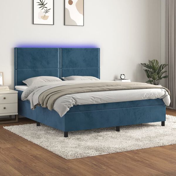 vidaXL &Kappa;&rho;&epsilon;&beta;ά&tau;&iota; Boxspring &mu;&epsilon; &Sigma;&tau;&rho;ώ&mu;&alpha; & LED &Sigma;&kappa;. &Mu;&pi;&lambda;&epsilon; 180x200&epsilon;&kappa;. &Beta;&epsilon;&lambda;&omicron;ύ&delta;&iota;&nu;&omicron;