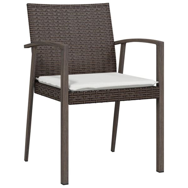 vidaXL Καρέκλες Κήπου 2 τεμ. Καφέ 56,5x57x83 εκ. Συνθ. Ρατάν&Μαξιλάρια