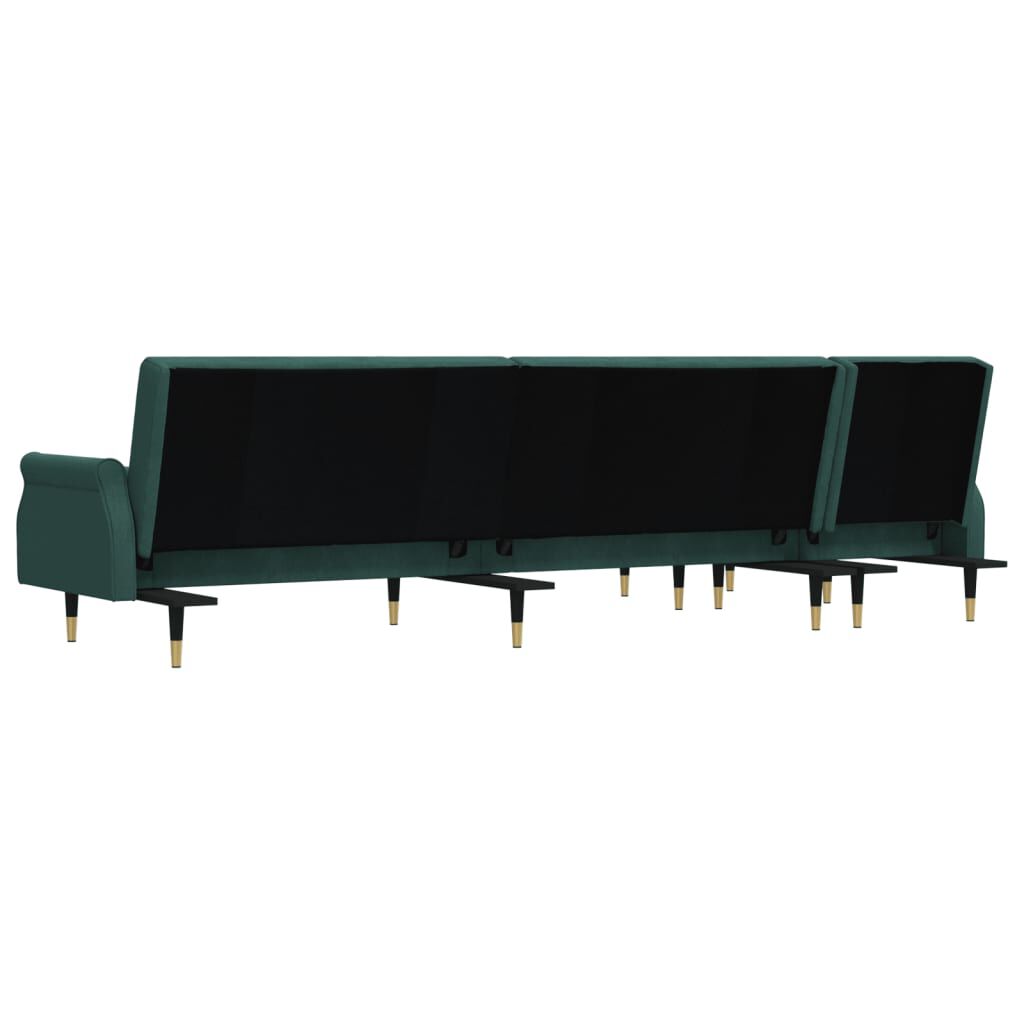 vidaXL Καναπές Κρεβάτι Γωνιακός Σκ. Πράσινο 271x140x70 εκ. Βελούδινος