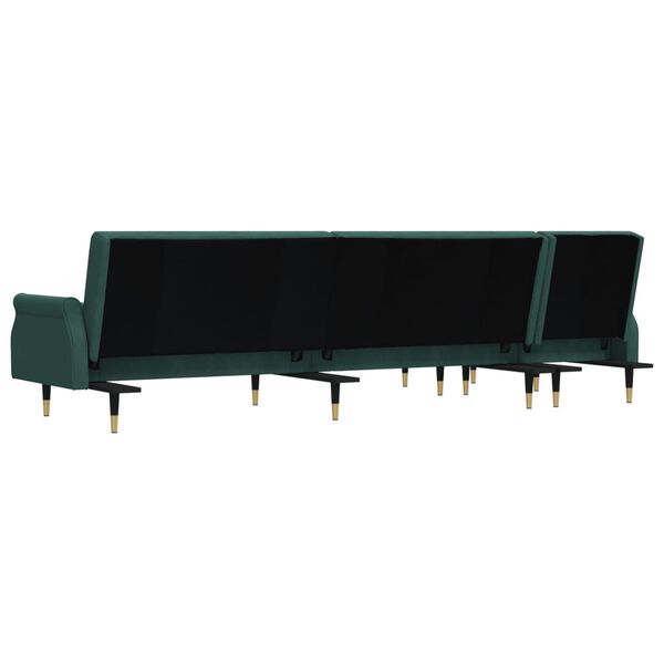 vidaXL Καναπές Κρεβάτι Γωνιακός Σκ. Πράσινο 271x140x70 εκ. Βελούδινος