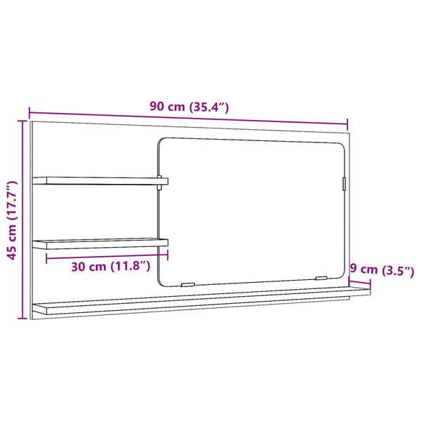 vidaXL Έπιπλο Καθρέφτη Μπάνιου Παλαιό Ξύλο 90x11x45 εκ. Επεξ. Ξύλο