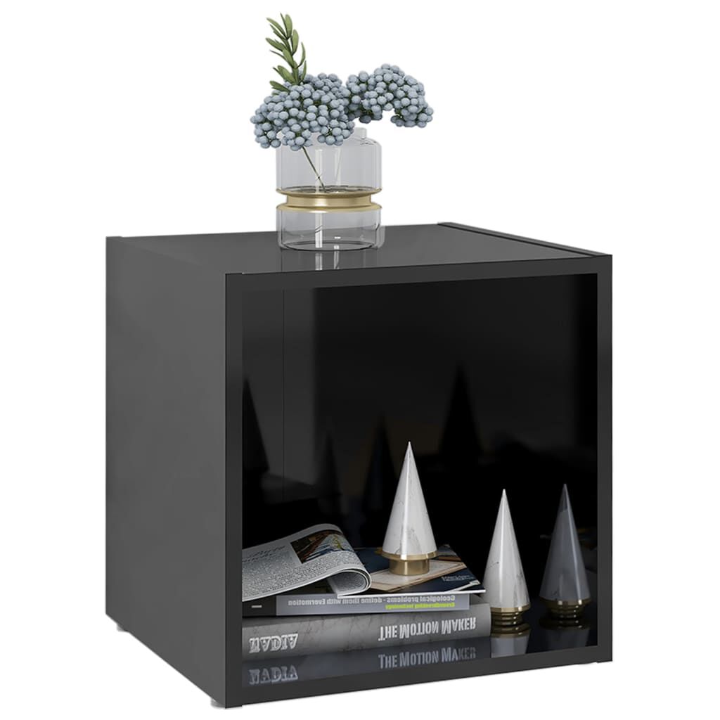 vidaXL Έπιπλα Τηλεόρασης 4 τεμ. Γυαλ. Μαύρα 37x35x37 εκ. Επεξ. Ξύλο