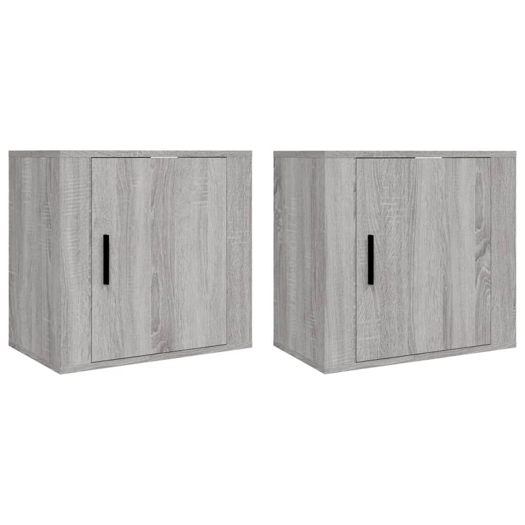 vidaXL Κομοδίνα Επιτοίχια 2 τεμ. Γκρι Sonoma 50x30x47 εκ.