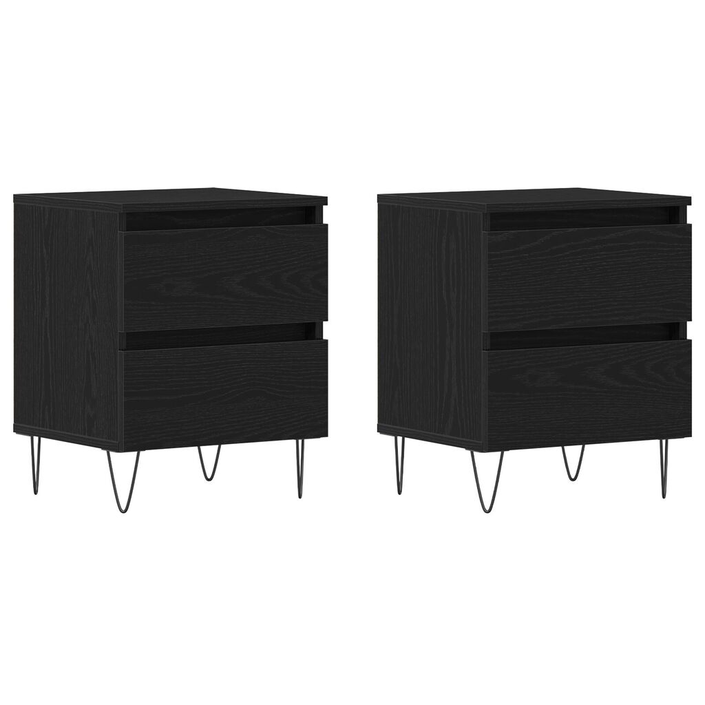 vidaXL Κομοδίνα 2 τεμάχια Μαύρη Δρυς 40x35x50 εκ Επεξεργασμένο Ξύλο