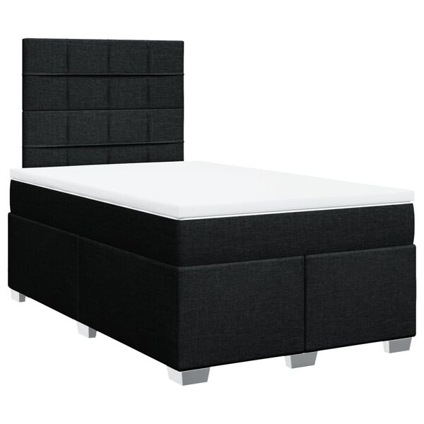 vidaXL Κρεβάτι Boxspring με Στρώμα Μαύρο 120x190 εκ. Υφασμάτινο