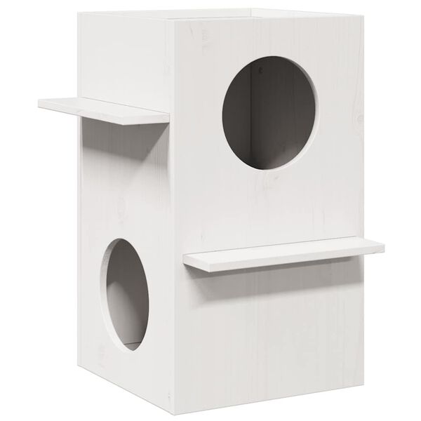 vidaXL σπιτάκι για γάτες Λευκό 43x43x60 cm από μασίφ ξύλο πεύκο