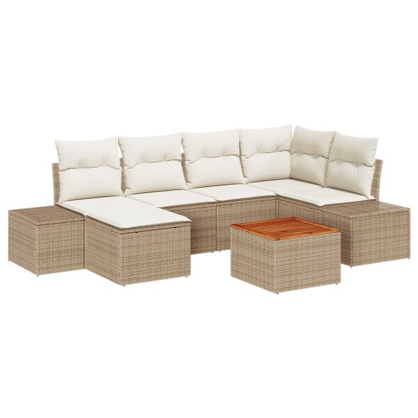 vidaXL Σετ Καναπέ Κήπου 7 pcs Μπεζ και λευκό