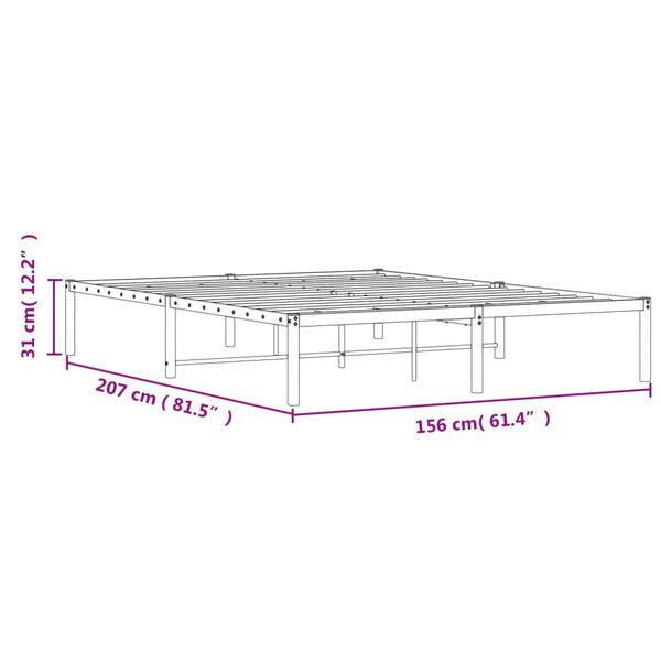 vidaXL Πλαίσιο Κρεβατιού Μαύρο 150 x 200 εκ. Μεταλλικό