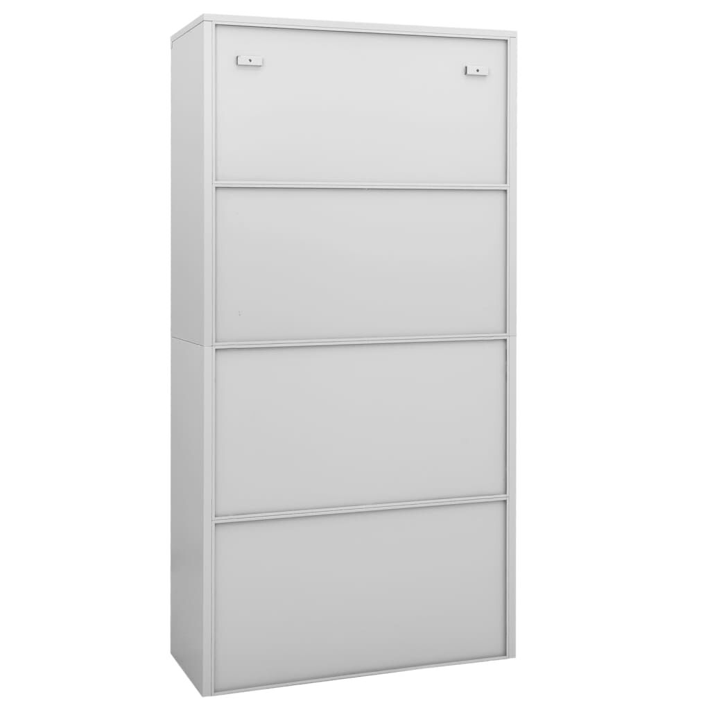 vidaXL Ντουλάπα Γραφείου Ανοιχτό Γκρι 90x40x180 εκ Ατσάλι/Ψημένο Γυαλί