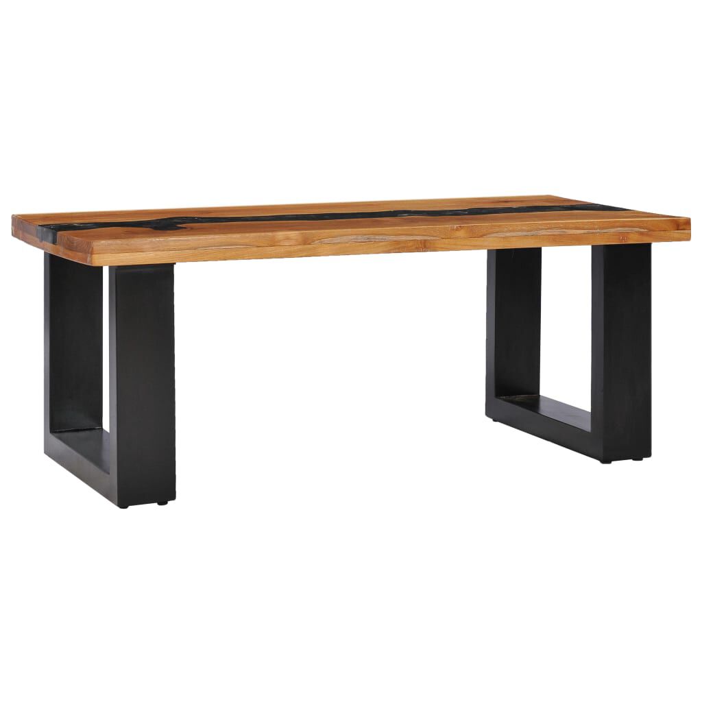 vidaXL Τραπεζάκι Σαλονιού 100x50x40 εκ. Μασίφ Ξύλο Teak / Συνθ. Ρητίνη