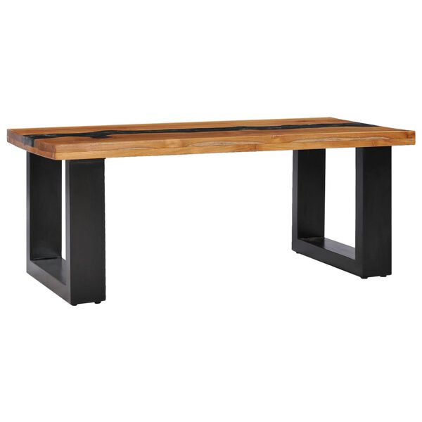 vidaXL Τραπεζάκι Σαλονιού 100x50x40 εκ. Μασίφ Ξύλο Teak / Συνθ. Ρητίνη