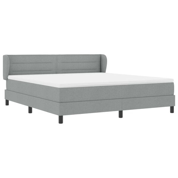 κρεβάτι Box Spring με στρώμα vidaXL ανοιχτό γκρι 180x200 εκ. ύφασμα