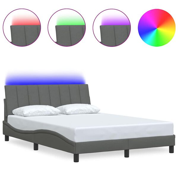 vidaXL Σκελετός Κρεβατιού Χωρίς Στρώμα Hanko Σκ. Γκρι 140x190 εκ. Υφασμάτινο