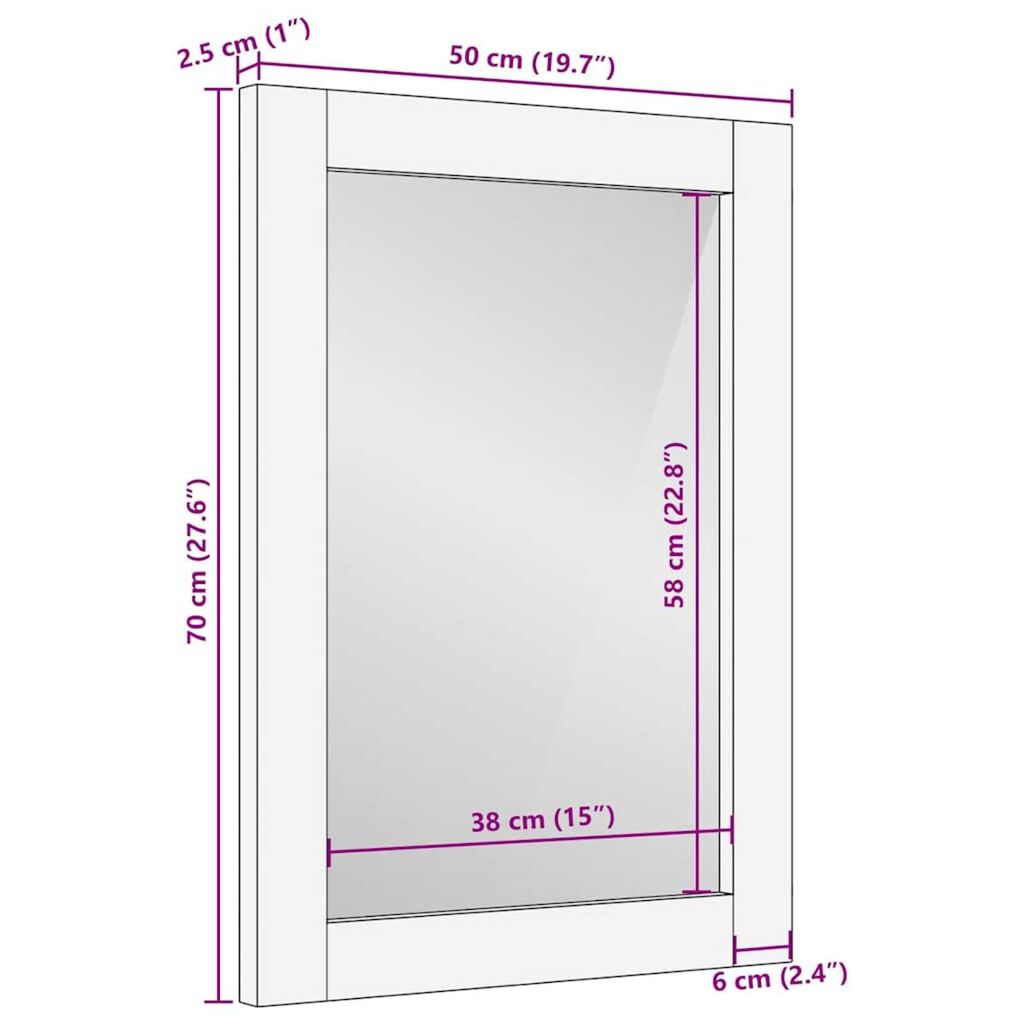 vidaXL Καθρέφτης Ανοιχτό καφέ 57 x 70 x 3 εκ Μασίφ ξύλο μάνγκο