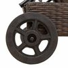 vidaXL Ξαπλώστρα Καφέ από Συνθετικό Ρατάν με Τροχούς/Μαξιλάρια