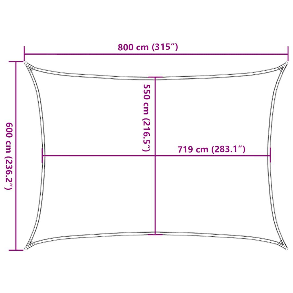 vidaXL Πανί Σκίασης Taupe 6x8 μ. από HDPE 160 γρ./μ²