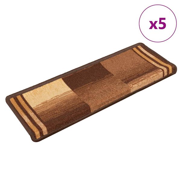 vidaXL Πατάκια Σκάλας Αυτοκόλλητα 5 τεμ. Καφέ 65x21x4 εκ.