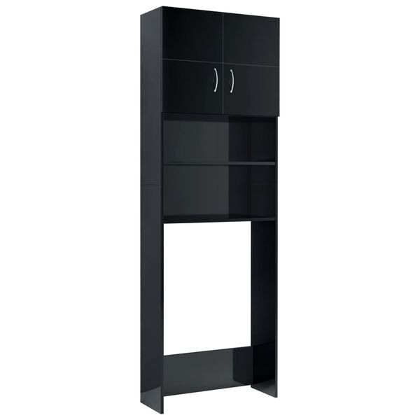 vidaXL Ντουλάπι Πλυντηρίου Γυαλιστερό Μαύρο 64 x 25,5 x 190 εκ.