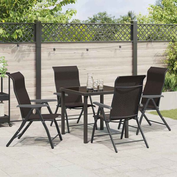 vidaXL Σέτ φαγητού για κήπο 5 pcs Μαύρος καφές Πολυ ράταν