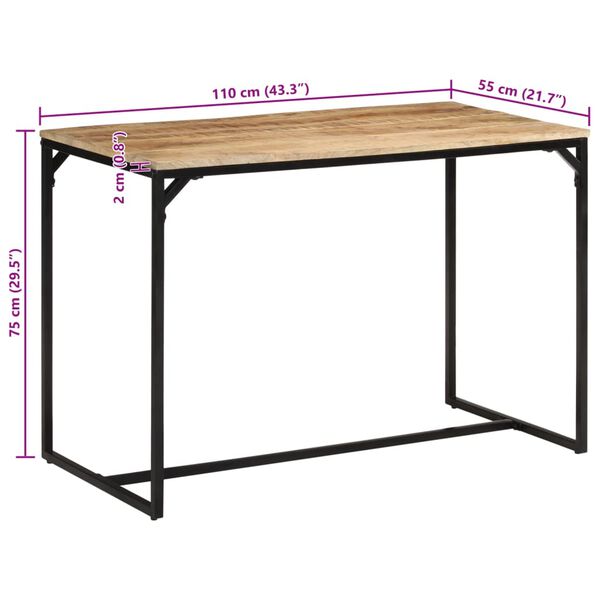 vidaXL Τραπεζαρία 110 x 55 x 75 εκ. από Μασίφ Ακατέργαστο Ξύλο Μάνγκο