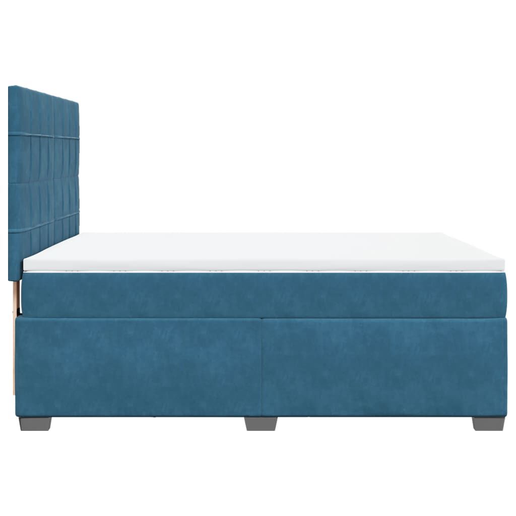 vidaXL Κρεβάτι Boxspring με Στρώμα Μπλε 140x190 εκ. Βελούδινο