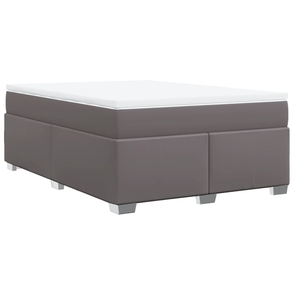 vidaXL Κρεβάτι Boxspring με Στρώμα Γκρι 160x200εκ. από Συνθετικό Δέρμα