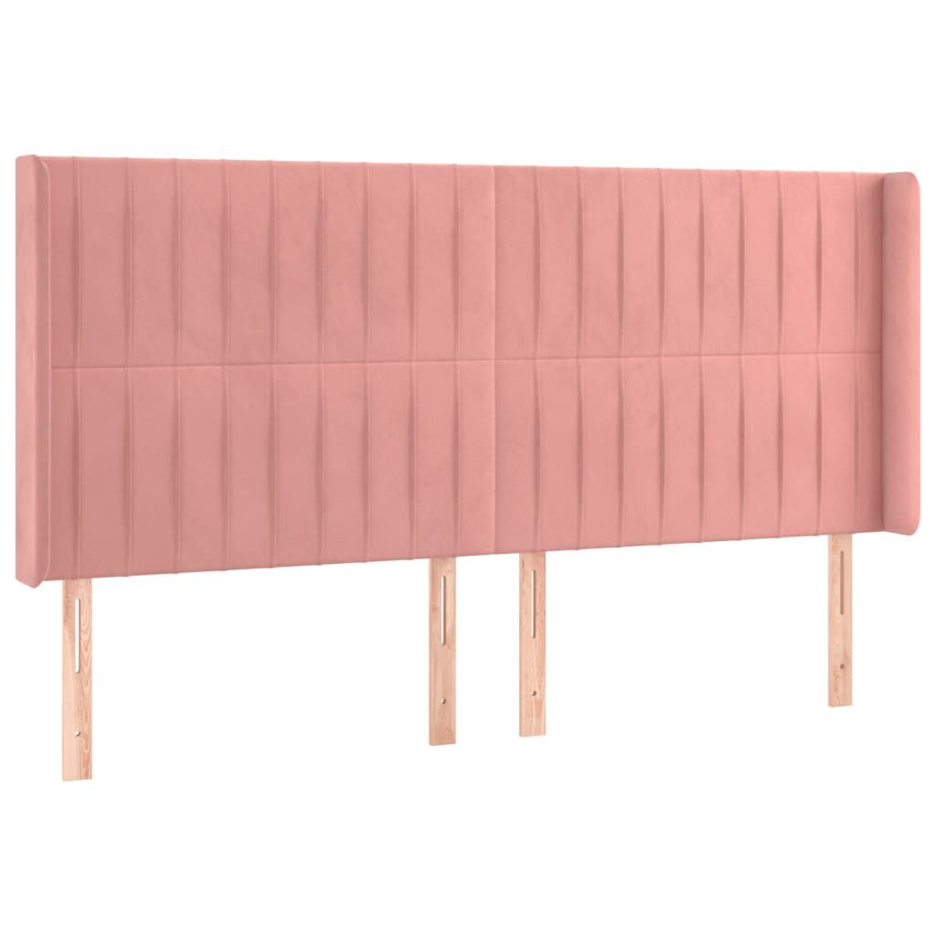vidaXL Κρεβάτι Boxspring με Στρώμα & LED Ροζ 180x200 εκ. Βελούδινο