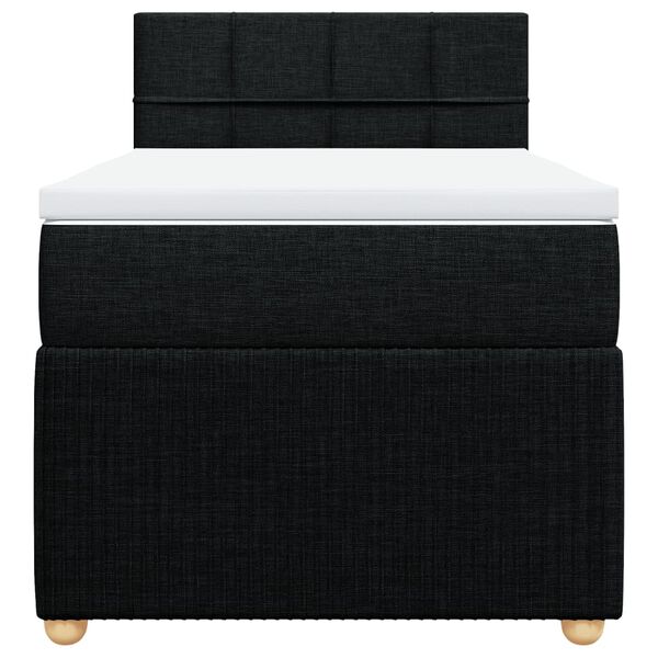 vidaXL Κρεβάτι Boxspring με Στρώμα Μαύρο 90x200 εκ. Υφασμάτινο