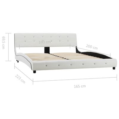 vidaXL Κρεβάτι Λευκό 160 x 200 εκ. Δερματίνη με Στρώμα Αφρού Μνήμης