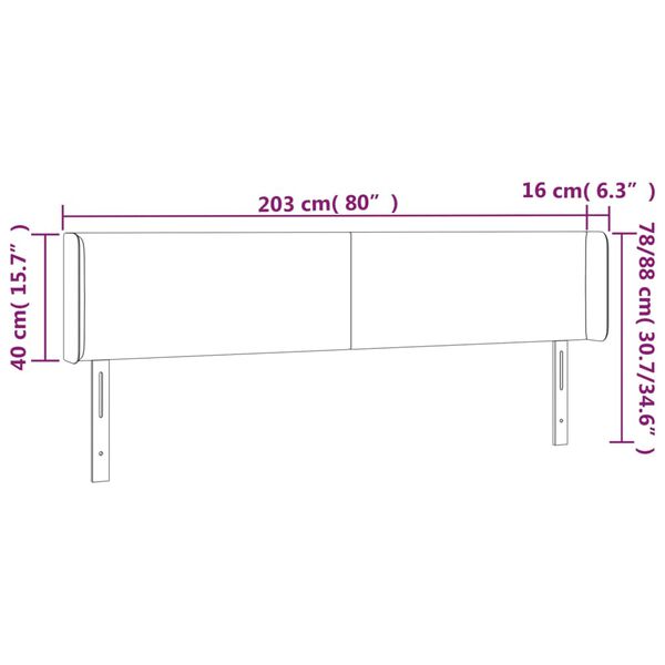 vidaXL Κεφαλάρι Κρεβατιού LED Σκούρο Καφέ 203x16x78/88 εκ. Υφασμάτινο